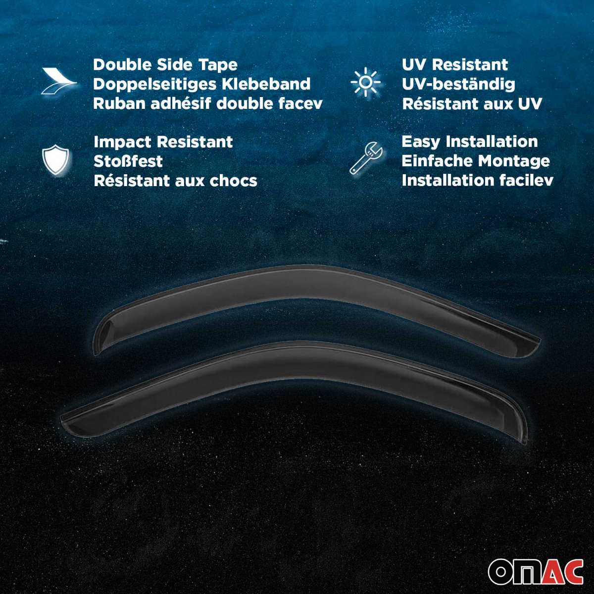 Audi Q5 Wind Deflector - Omac - Acrylic 4 Pcs - Black Smoke - '09-'17